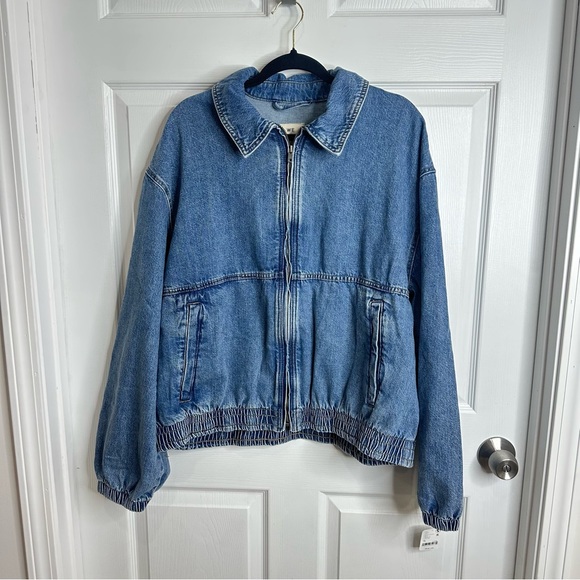 Free People NWT Birdie bomber Denim Jacket XL - Picture 8 of 12